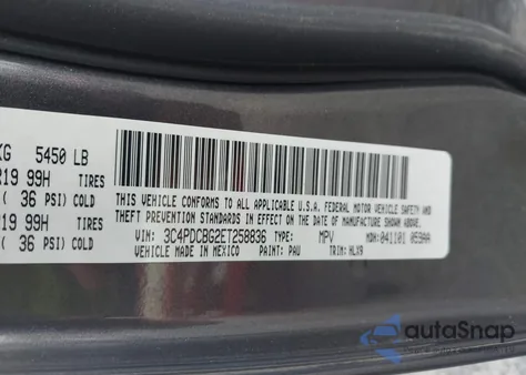 2014 Dodge Journey Sxt from USA, damaged, VIN 3C4PDCBG2ET258836
